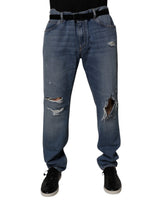 Jeans en jean droit en coton bleu délavé de Dolce &amp; Gabbana