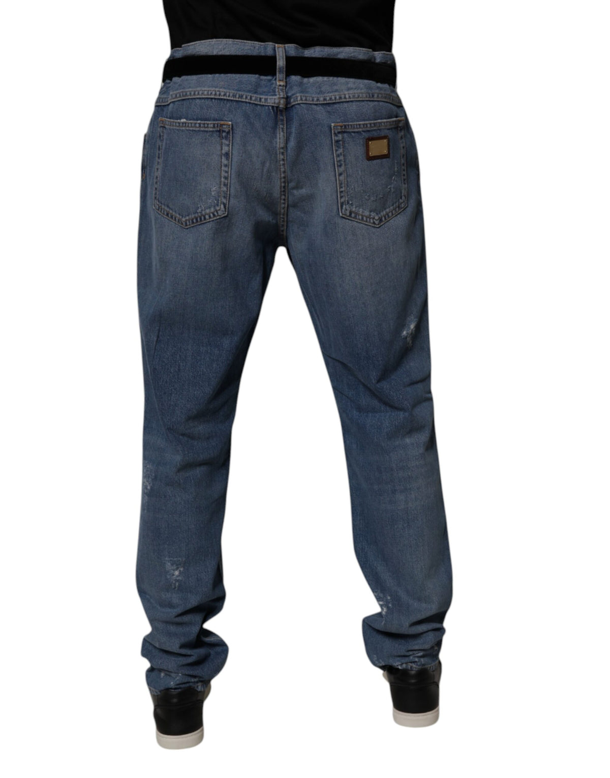 Jeans en jean droit en coton bleu délavé de Dolce &amp; Gabbana