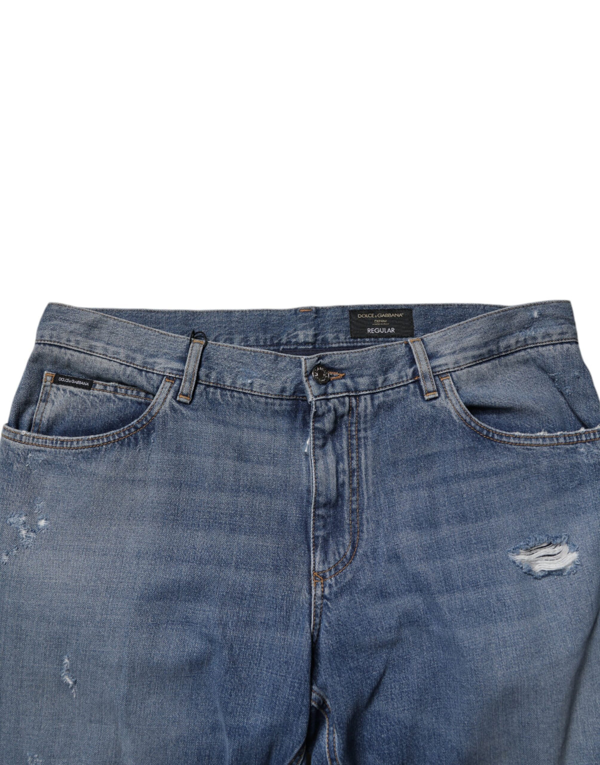 Jeans en jean droit en coton bleu délavé de Dolce &amp; Gabbana