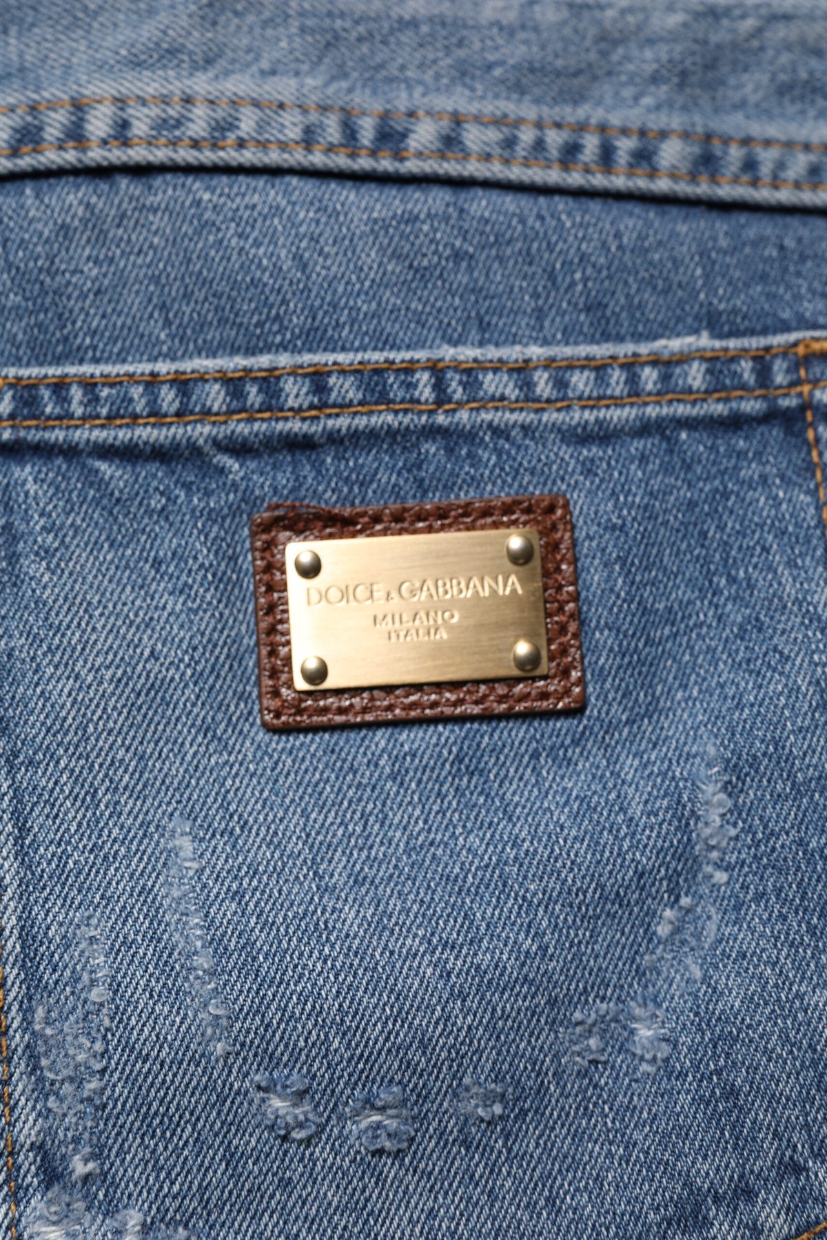 Jeans en jean droit en coton bleu délavé de Dolce &amp; Gabbana