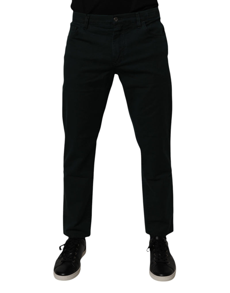 Dolce &amp; Gabbana donkergroene katoenen, losvallende herendinjeans