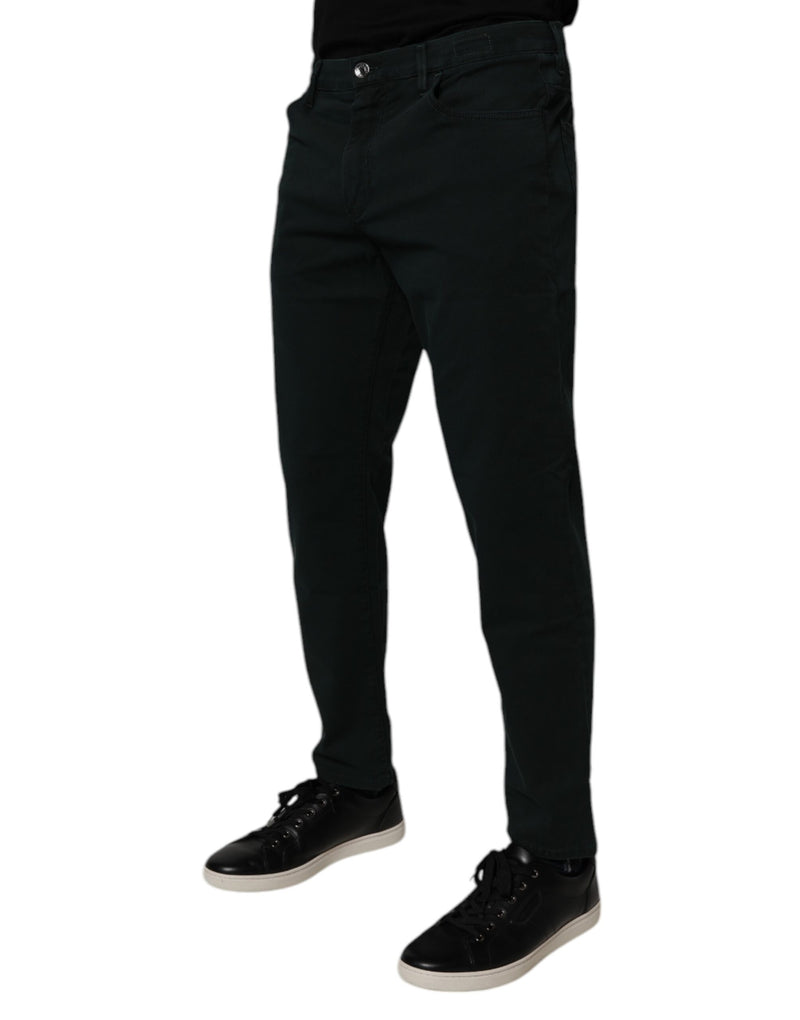 Dolce &amp; Gabbana donkergroene katoenen, losvallende herendinjeans