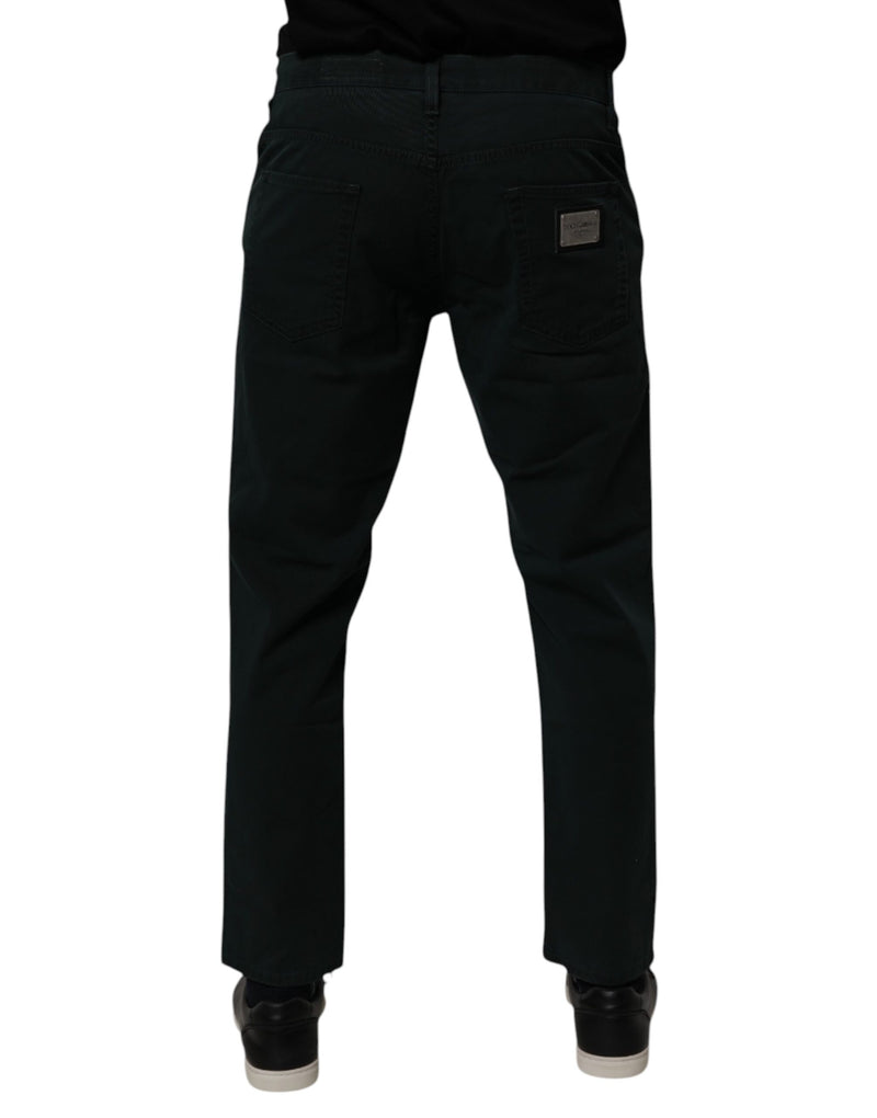 Dolce &amp; Gabbana donkergroene katoenen, losvallende herendinjeans