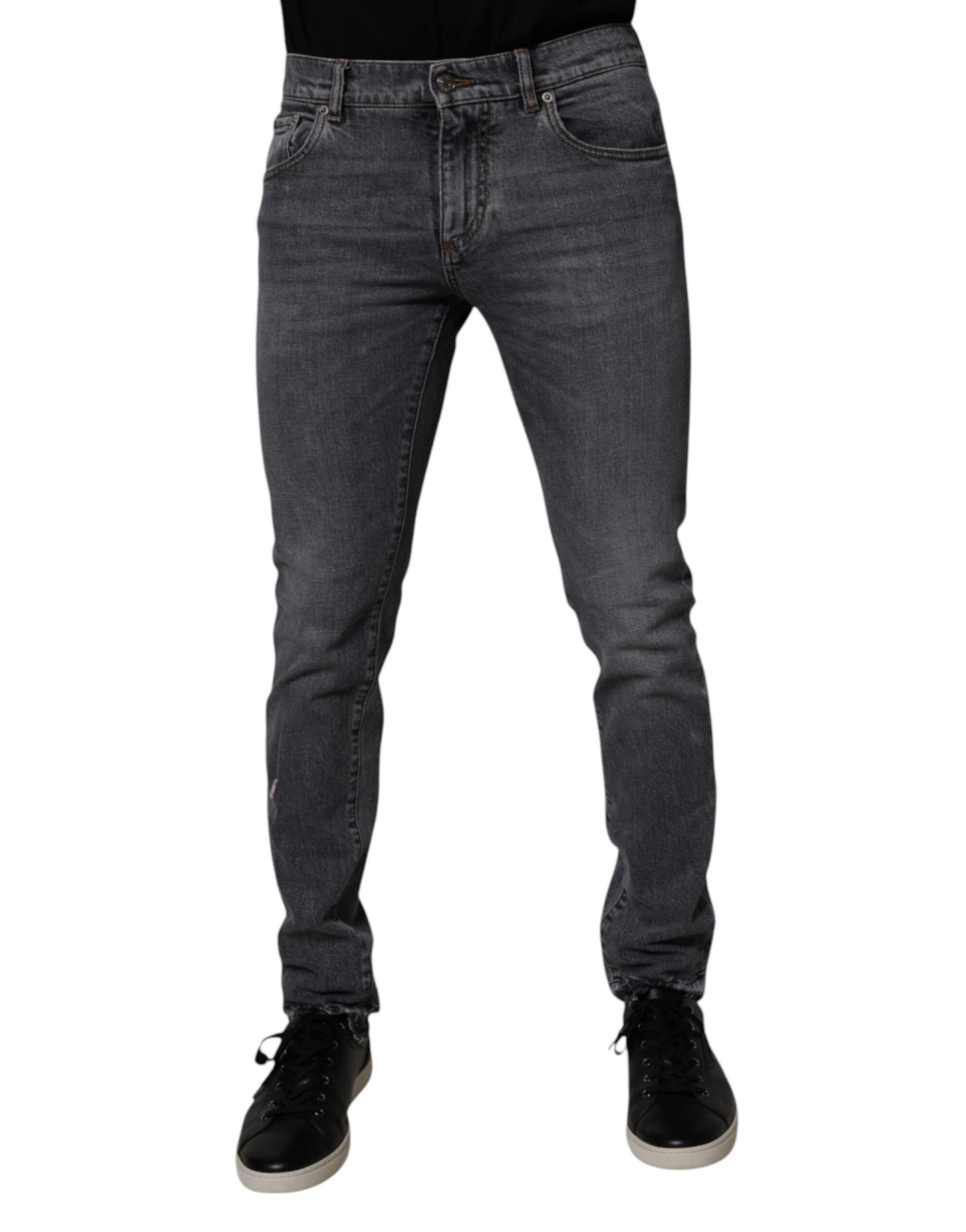 Jeans skinny en coton extensible gris foncé de Dolce &amp; Gabbana