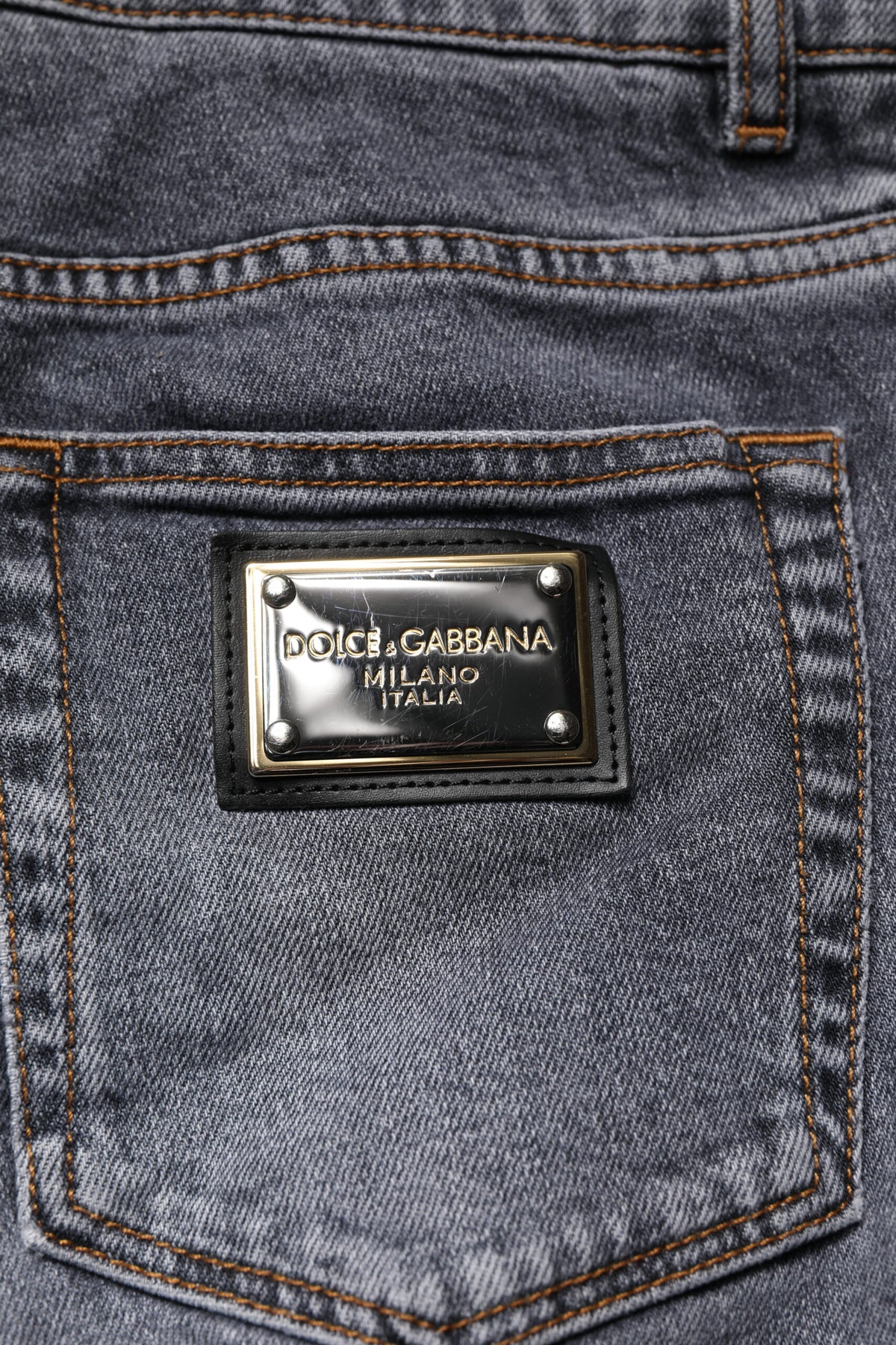 Jeans skinny en coton extensible gris foncé de Dolce &amp; Gabbana