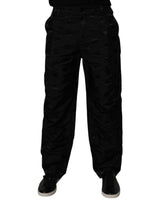 Pantalon droit noir à logo monogramme Dolce &amp; Gabbana