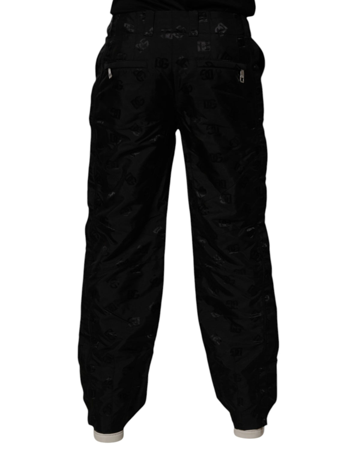 Pantalon droit noir à logo monogramme Dolce &amp; Gabbana