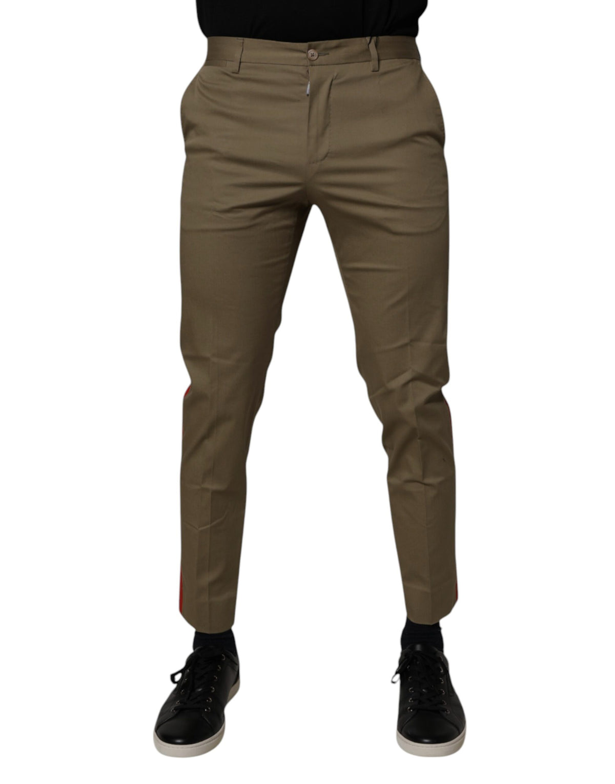 Pantalon fuselé en coton kaki foncé de Dolce &amp; Gabbana