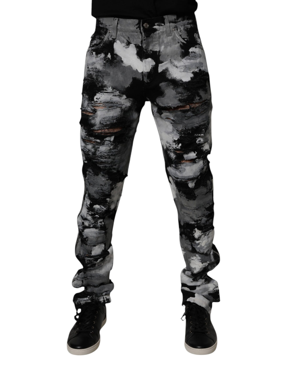Jeans skinny en jean délavé et camouflage multicolore de Dolce &amp; Gabbana