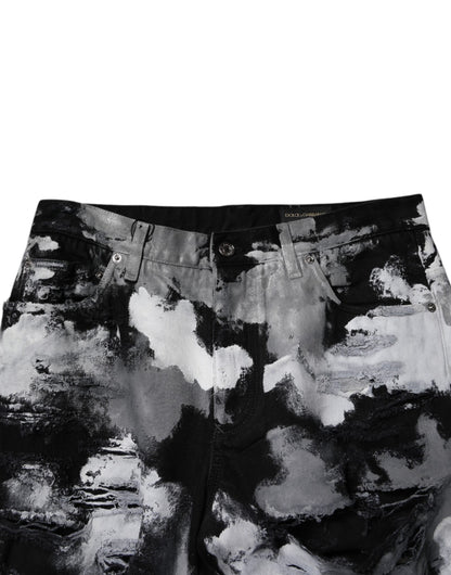 Dolce & Gabbana Multicolor Camouflage Tattered Skinny Denim Jeans