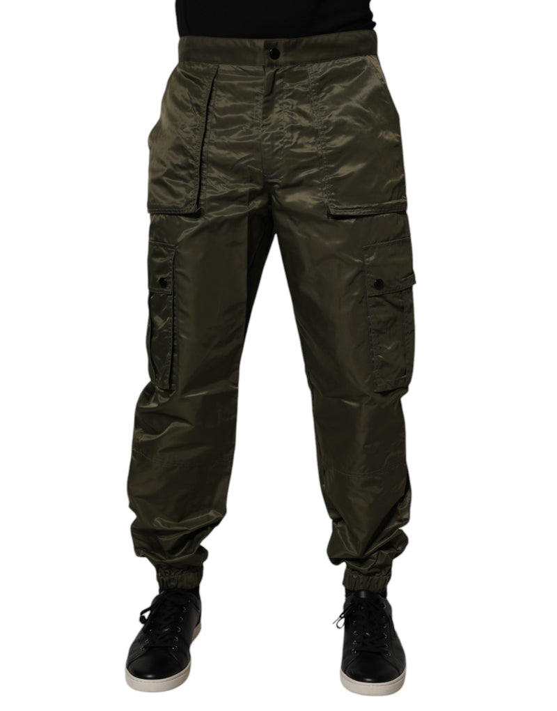 Dolce &amp; Gabbana donkergroene nylon cargobroek