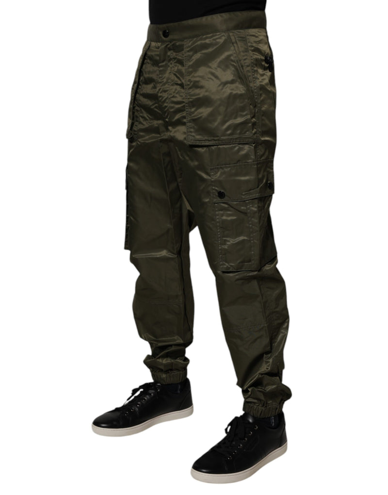 Dolce &amp; Gabbana donkergroene nylon cargobroek