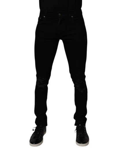 Jean slim en coton noir extensible pour homme de Dolce &amp; Gabbana