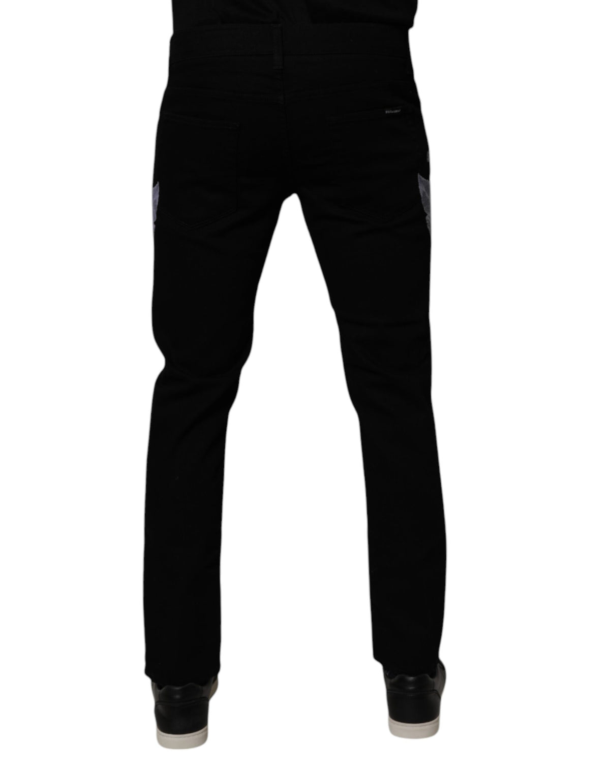 Jean skinny en coton noir à motifs floraux pour homme de Dolce &amp; Gabbana