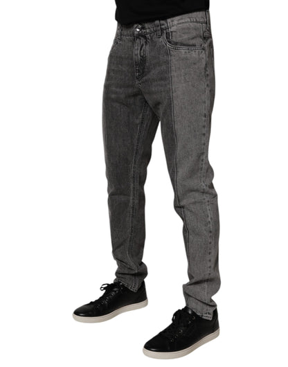 Dolce & Gabbana Two Tone Gray Cotton Denim Jeans