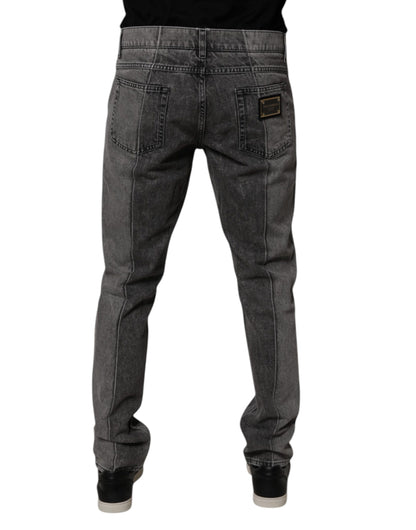Dolce & Gabbana Two Tone Gray Cotton Denim Jeans
