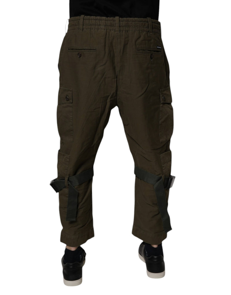 Pantalon cargo en coton extensible brun de Dolce &amp; Gabbana