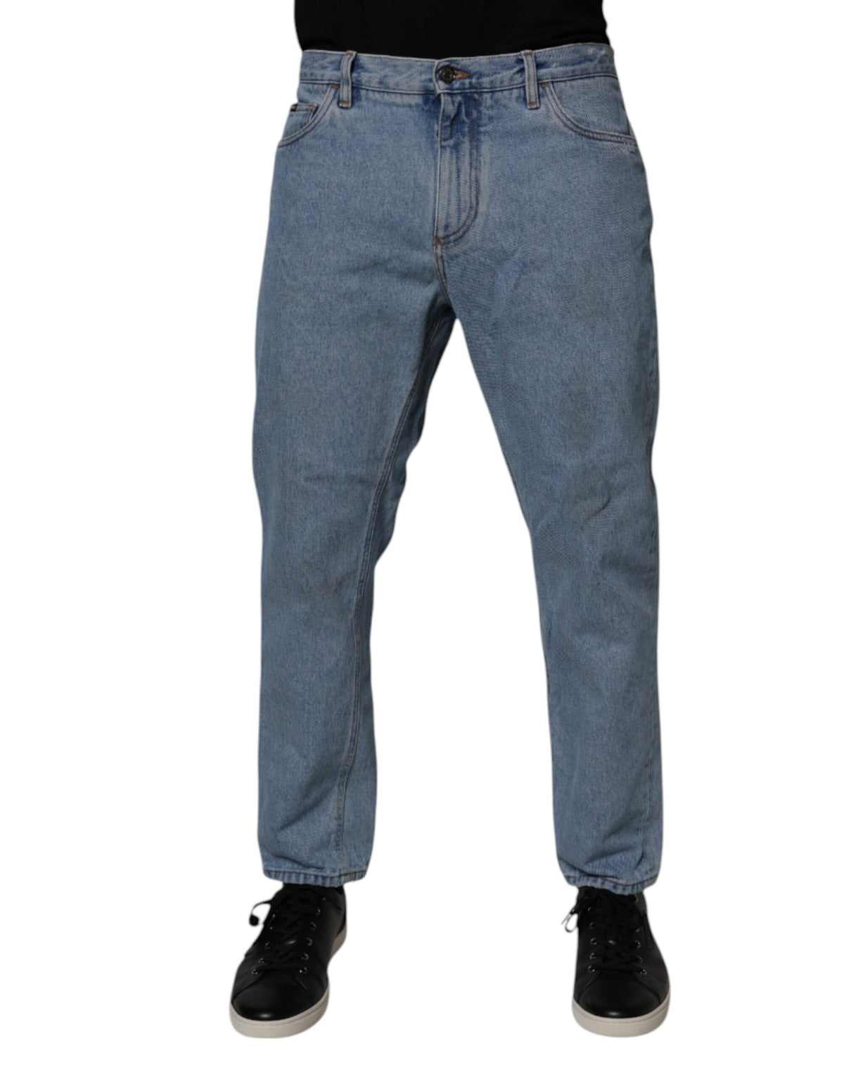 Jeans slim en coton bleu pour homme, taille mi-hauteur, Dolce &amp; Gabbana.
