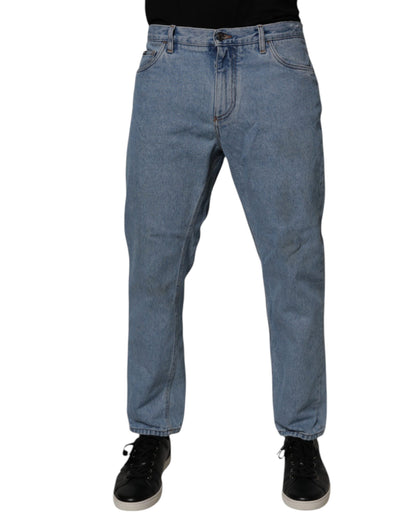 Jeans slim en coton bleu pour homme, taille mi-hauteur, Dolce &amp; Gabbana.