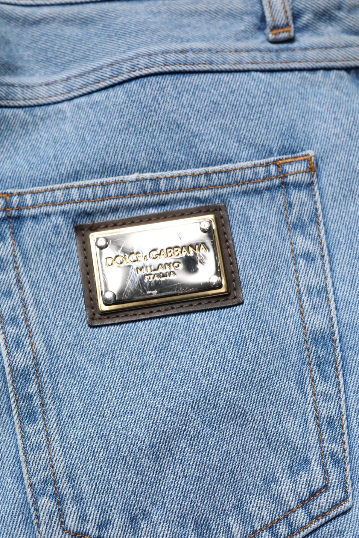 Jeans slim en coton bleu pour homme, taille mi-hauteur, Dolce &amp; Gabbana.