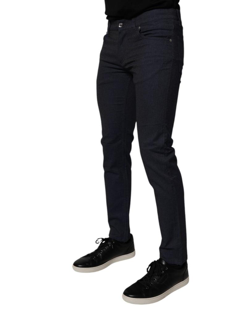 Dolce &amp; Gabbana donkerblauwe, rekbare spijkerbroek in skinny model, gemaakt van katoen.