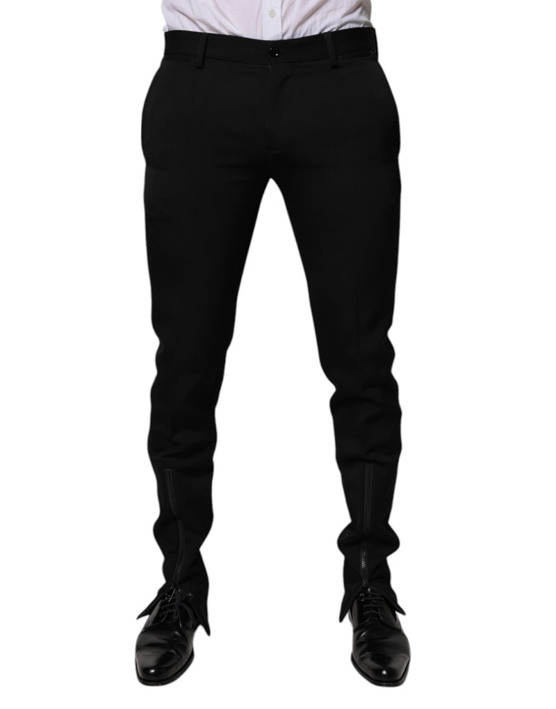 Pantalon tailleur noir en laine à coupe fuselée de Dolce &amp; Gabbana
