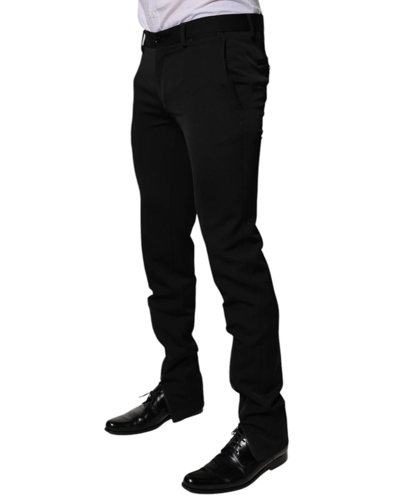 Pantalon tailleur noir en laine à coupe fuselée de Dolce &amp; Gabbana