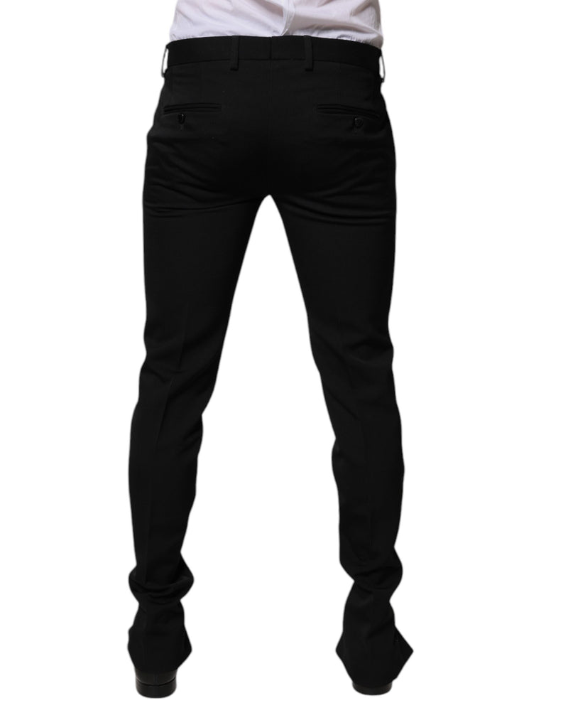 Pantalon tailleur noir en laine à coupe fuselée de Dolce &amp; Gabbana