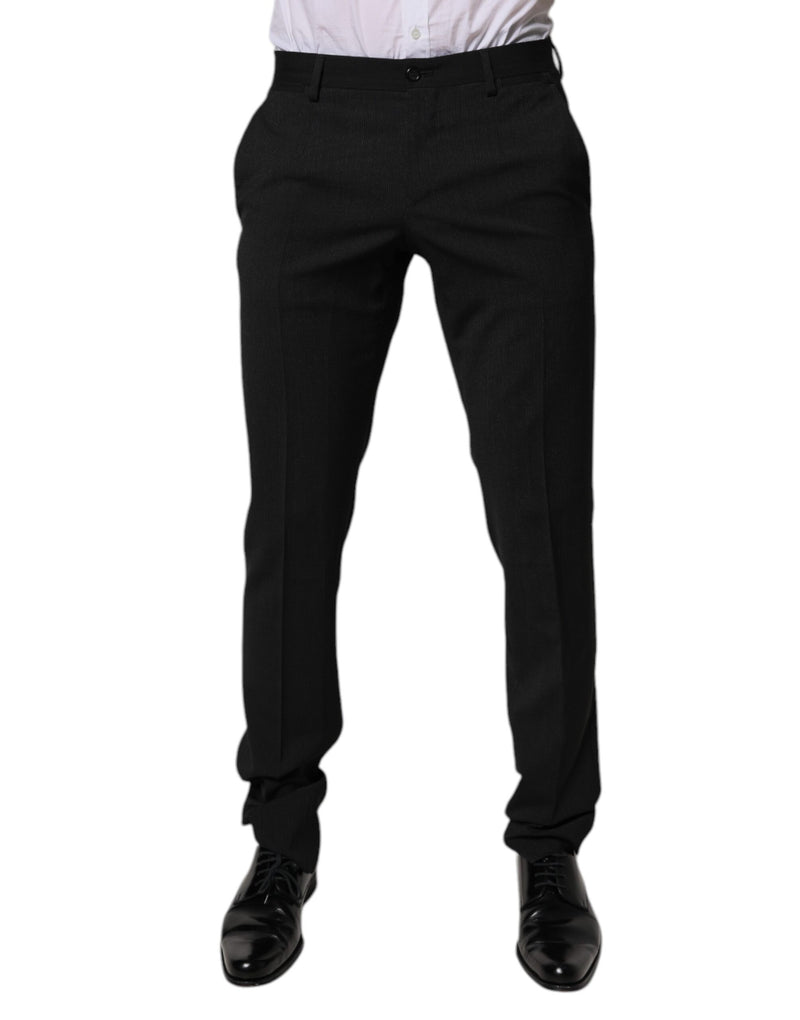 Pantalon habillé homme Dolce &amp; Gabbana en polyester noir, coupe fuselée.