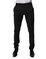 Pantalon habillé homme Dolce &amp; Gabbana en polyester noir, coupe fuselée.