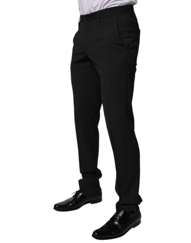 Pantalon habillé homme Dolce &amp; Gabbana en polyester noir, coupe fuselée.