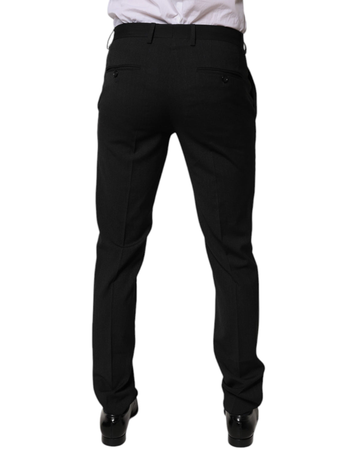 Pantalon habillé homme Dolce &amp; Gabbana en polyester noir, coupe fuselée.