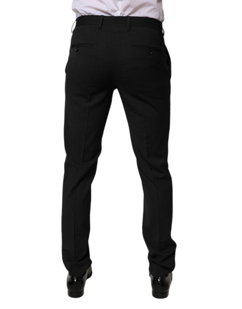 Pantalon habillé homme Dolce &amp; Gabbana en polyester noir, coupe fuselée.