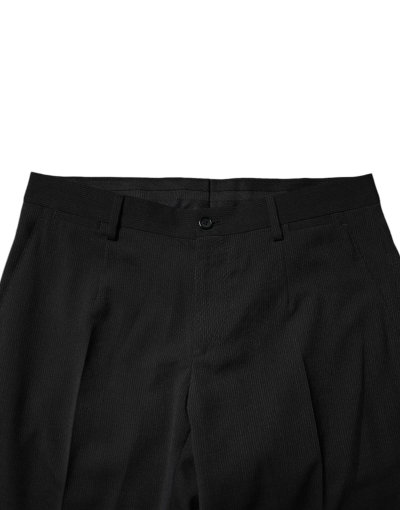 Pantalon habillé homme Dolce &amp; Gabbana en polyester noir, coupe fuselée.