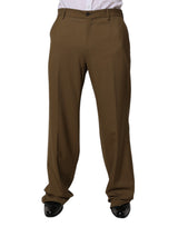 Pantalon tailleur droit en laine marron de Dolce &amp; Gabbana