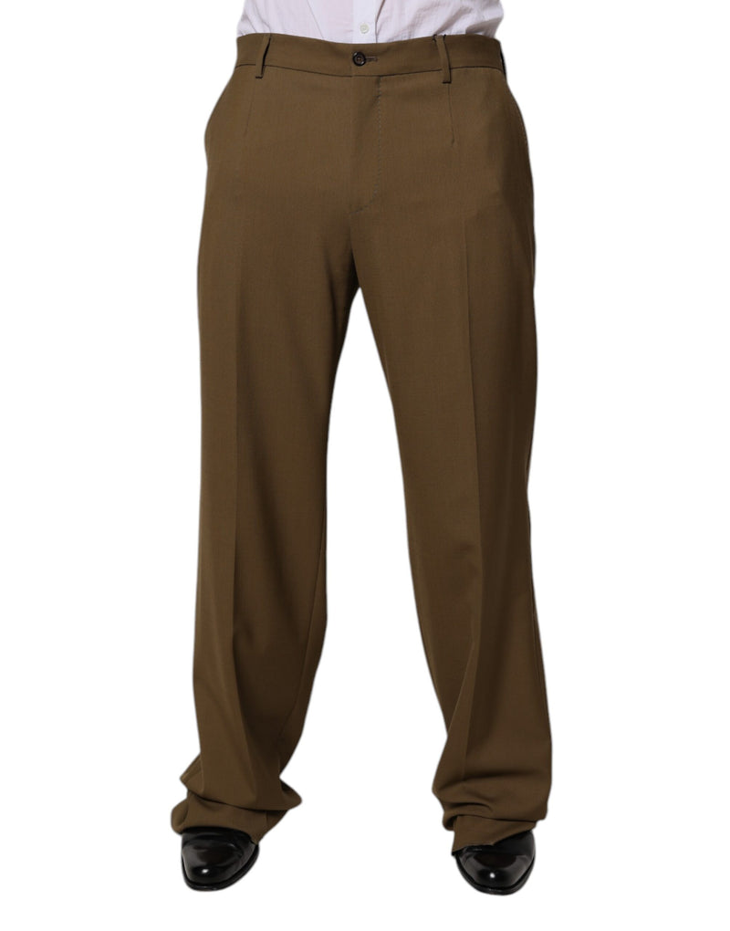 Dolce &amp; Gabbana bruine wollen, rechte, formele pantalon voor heren