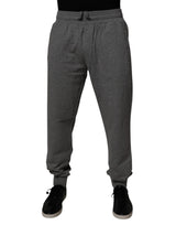 Pantalon de jogging en coton gris avec logo Dolce &amp; Gabbana pour homme.
