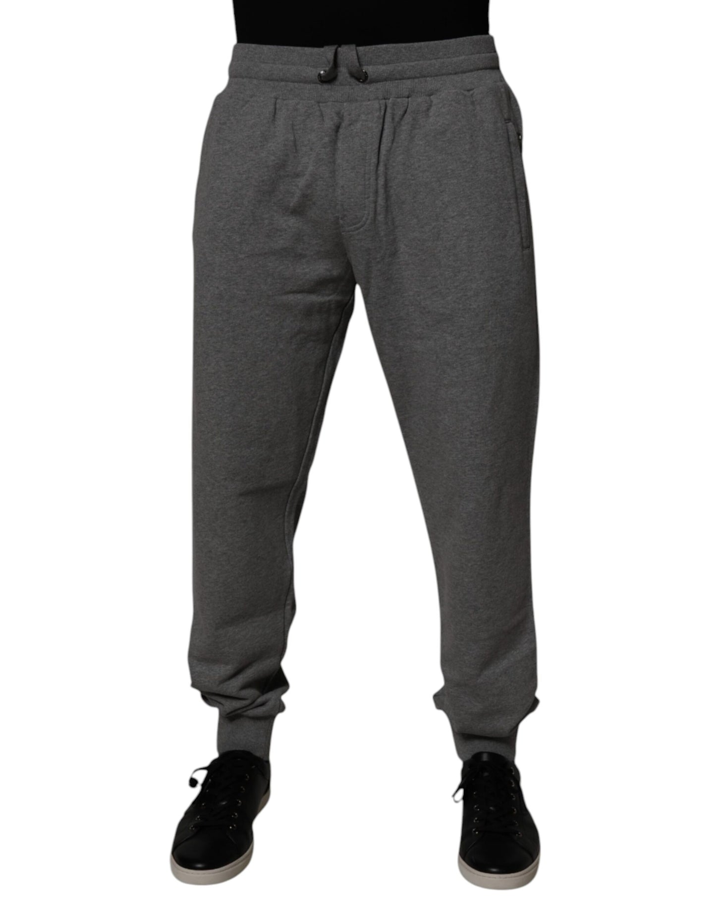 Pantalon de jogging en coton gris avec logo Dolce &amp; Gabbana pour homme.