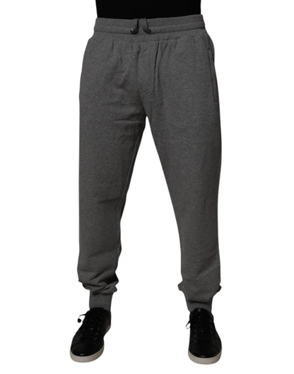 Pantalon de jogging en coton gris avec logo Dolce &amp; Gabbana pour homme.
