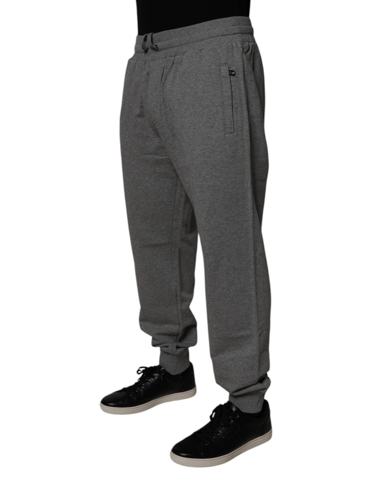 Pantalon de jogging en coton gris avec logo Dolce &amp; Gabbana pour homme.