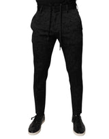 Pantalon-jupette moulant en brocart de polyester noir Dolce &amp; Gabbana