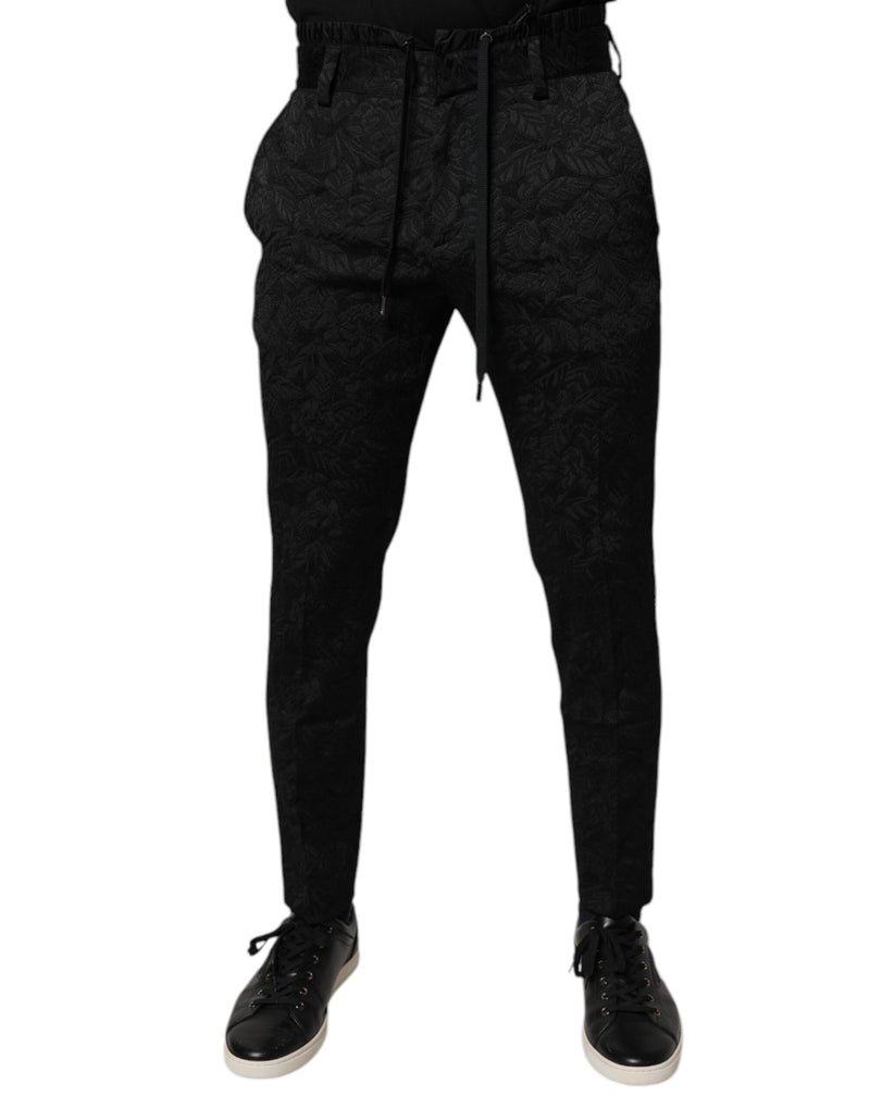 Pantalon-jupette moulant en brocart de polyester noir Dolce &amp; Gabbana