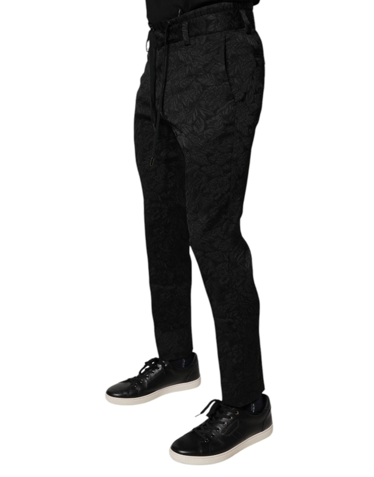 Pantalon-jupette moulant en brocart de polyester noir Dolce &amp; Gabbana