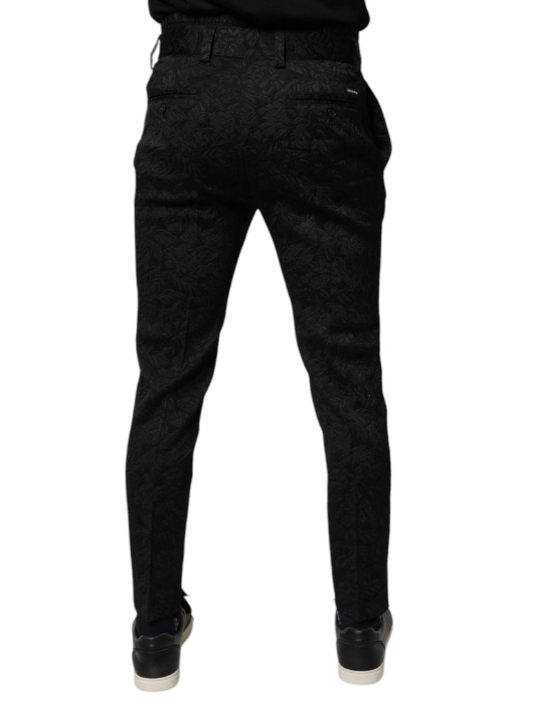 Pantalon-jupette moulant en brocart de polyester noir Dolce &amp; Gabbana