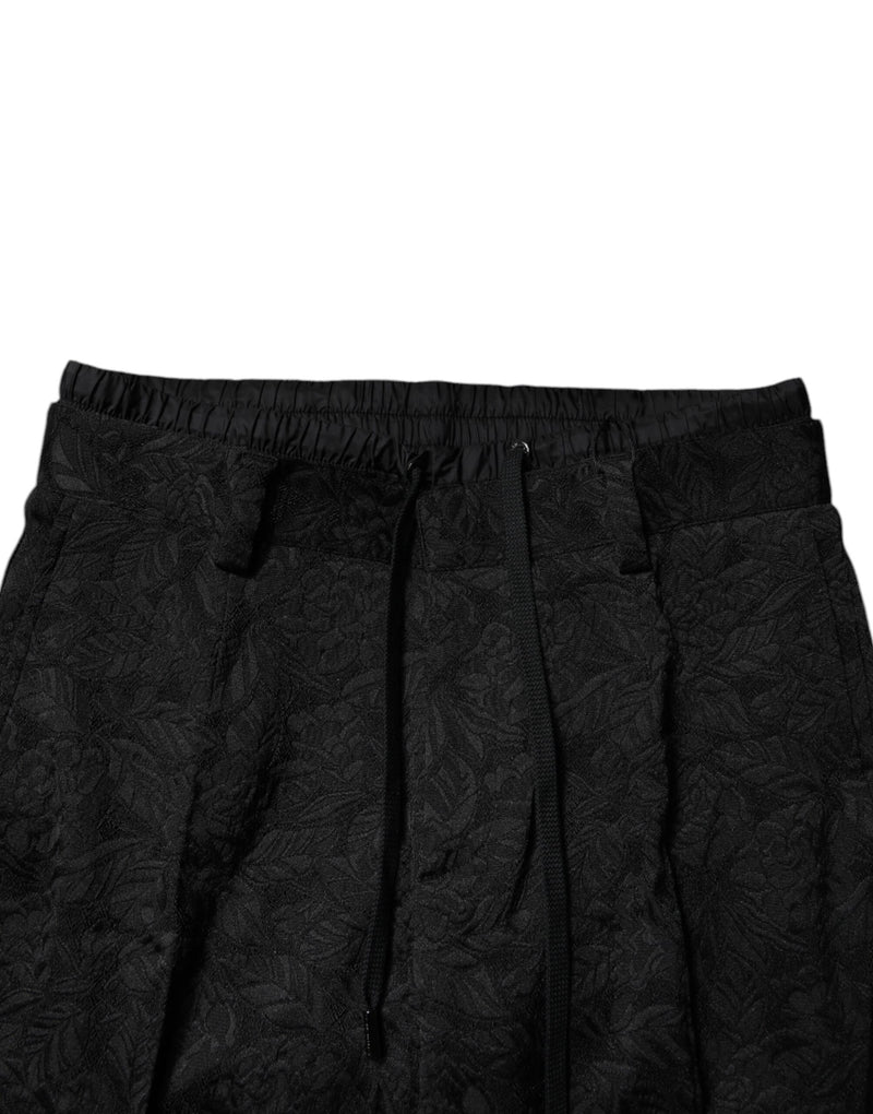 Pantalon-jupette moulant en brocart de polyester noir Dolce &amp; Gabbana