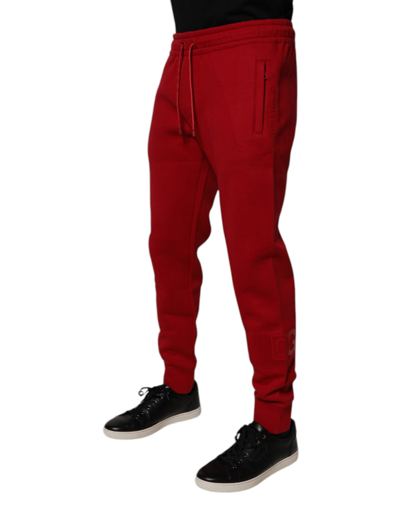 Pantalon de survêtement en coton rouge à logo DG de Dolce &amp; Gabbana pour homme.