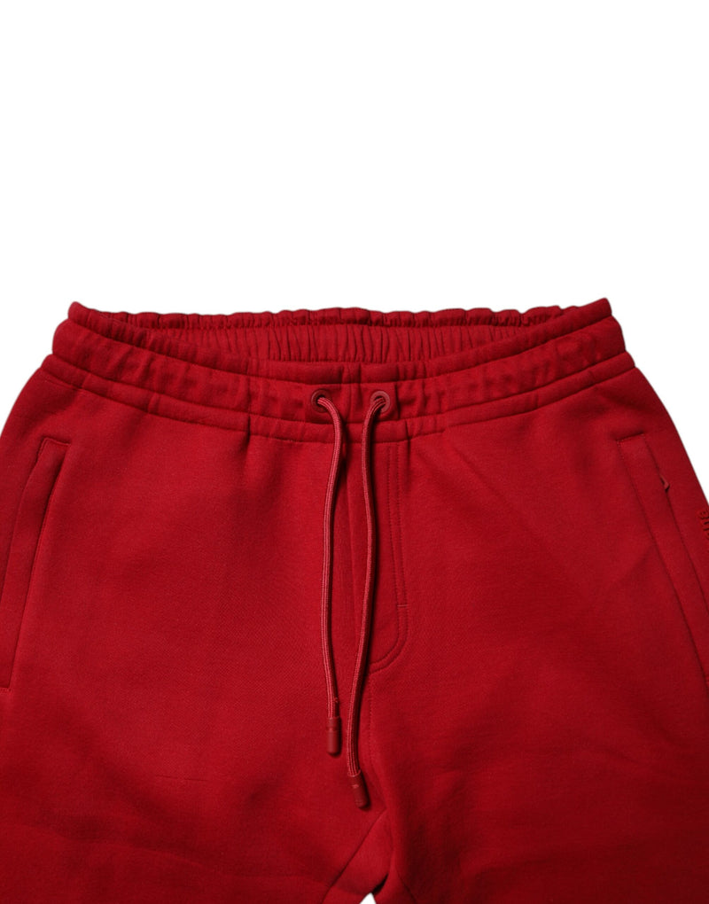 Pantalon de survêtement en coton rouge à logo DG de Dolce &amp; Gabbana pour homme.
