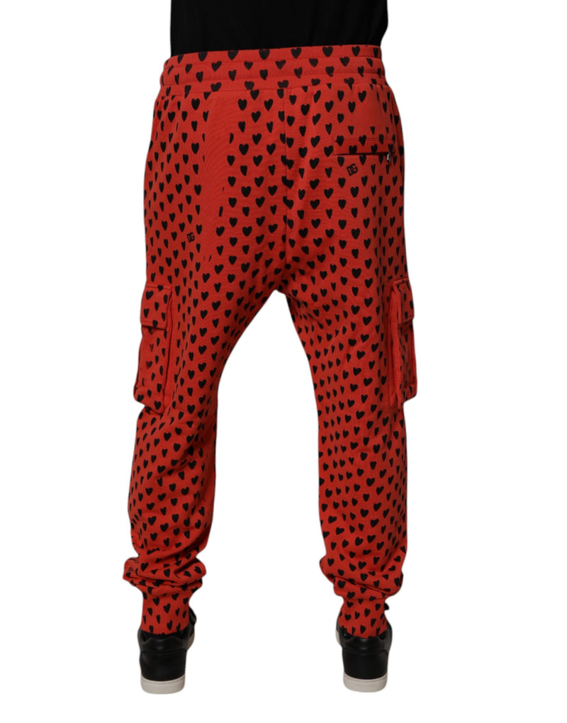 Pantalon de jogging cargo à motifs cœurs rouges Dolce &amp; Gabbana pour homme.