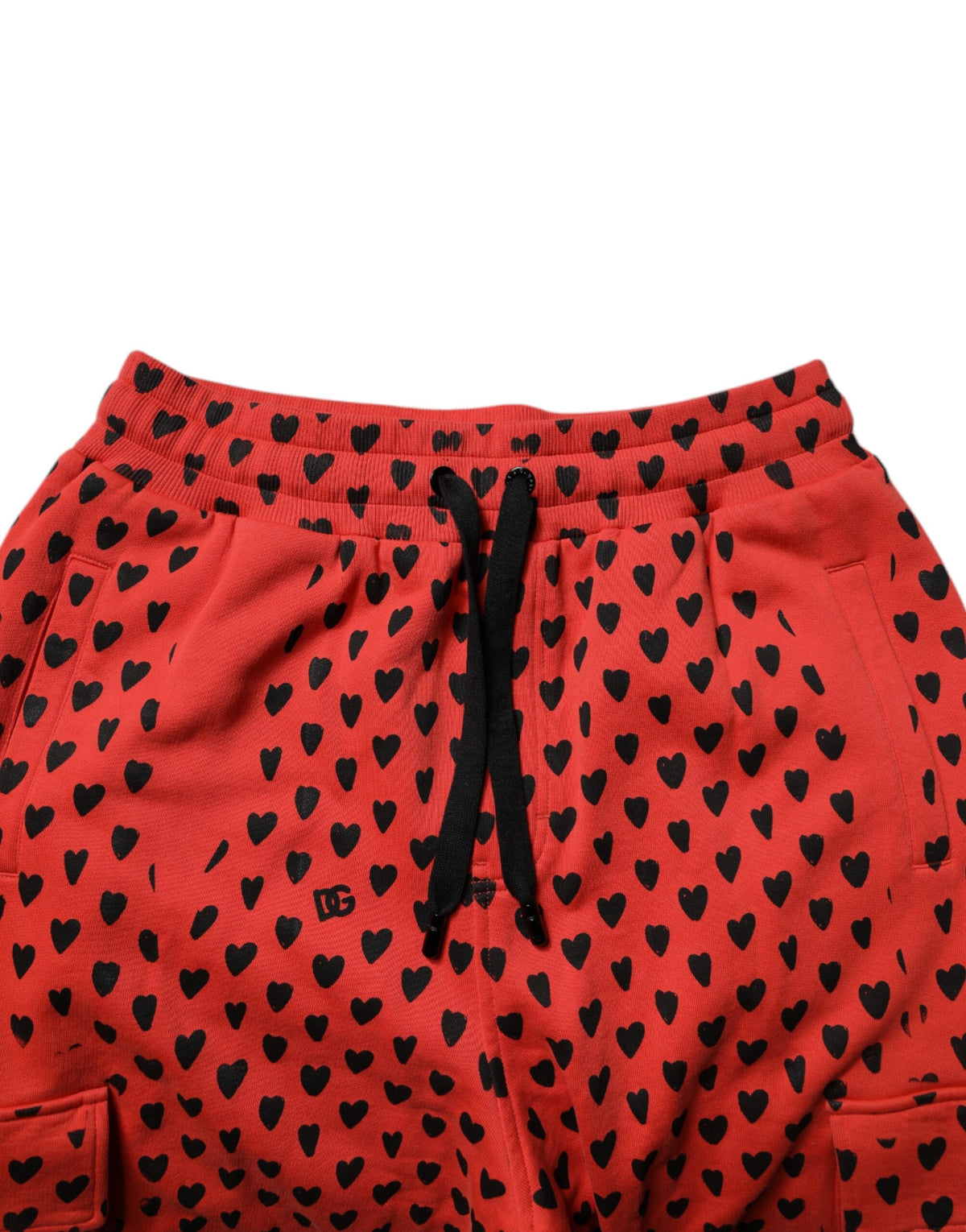 Pantalon de jogging cargo à motifs cœurs rouges Dolce &amp; Gabbana pour homme.