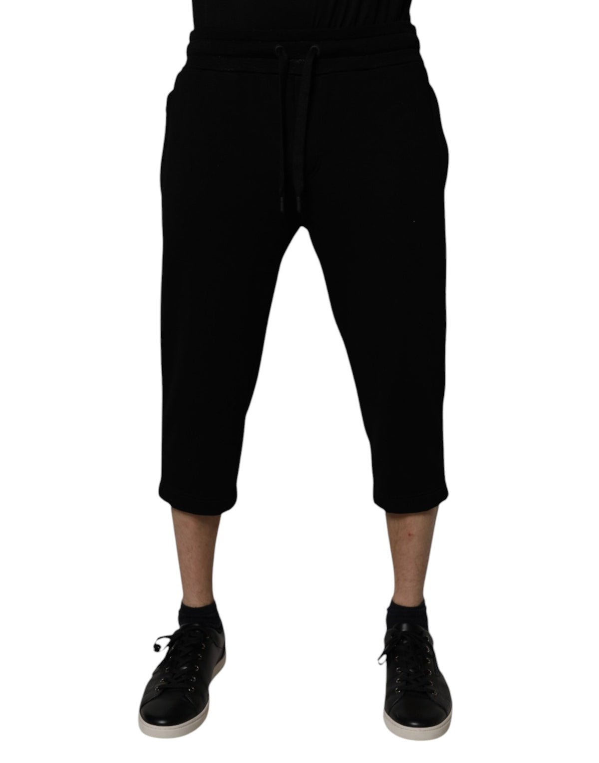 Pantalon de survêtement court en coton mélangé noir Dolce &amp; Gabbana